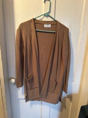 Old Navy Tan Open-Front Ribbed Cardigan with Pockets